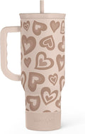 SANDJEST Heart Tumbler with Handle and Straw 40oz – Stainless Sleel Slider Tumbler Travel Coffee Mug for Women - Gift Idea for Birthday Christmas Valentine's Day by SANDJEST