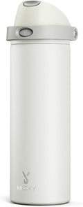 24 oz Insulated Water Bottle with Straw: Meoky Stainless Steel Metal Water Bottle with 2-in-1 Lid - Leak Proof, Cold for 24 Hours, Protective Silicone Base, BPA-Free for Sports Travel Car, Ivory by MEOKY