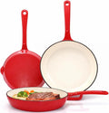 Hisencn Enameled Cast Iron Frying Pan Set, 3 Piece Set of 8''/9.5''/11'' by Hisencn