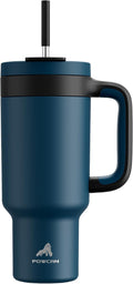 POWCAN 40 oz Tumbler with Handle, 2-in-1 Straw and Sip Lid, Leakproof, Dishwasher Safe, Insulated Stainless Steel Travel Coffee Mug, Keeps Cold for 34 Hours, Fits in Car Cup Holder (Deepsea) by POWCAN