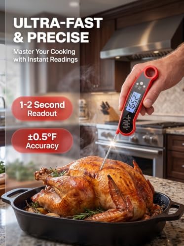 Meat Thermometer Digital, Instant Read Food Thermometer, Red - Image 2