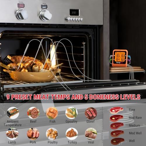 TempPro TempSync 650ft Bluetooth Meat Thermometer with 4 Color-Coded Probes - Image 6