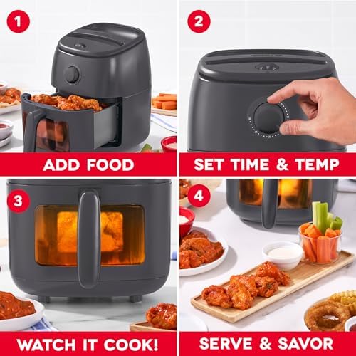 Dash 2.6QT Infrared Small Analog Air Fryer - Compact Mini Air Fryer with Ceramic Nonstick Coating, Viewing Window, Easy Dial Controls & Cool-Touch Handle - Dishwasher Safe Parts - Image 6