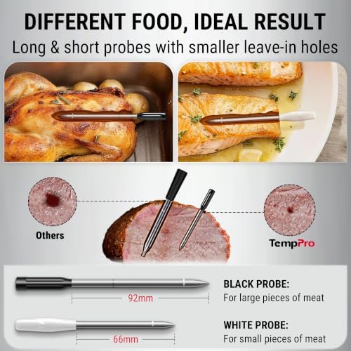 TempPro TempSpike 500ft Wireless Meat Thermometer with Long & Short Probes - Image 2