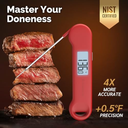0.5 Sec Instant Read Outdoor Fryer Thermometer Digital, Red - Image 3