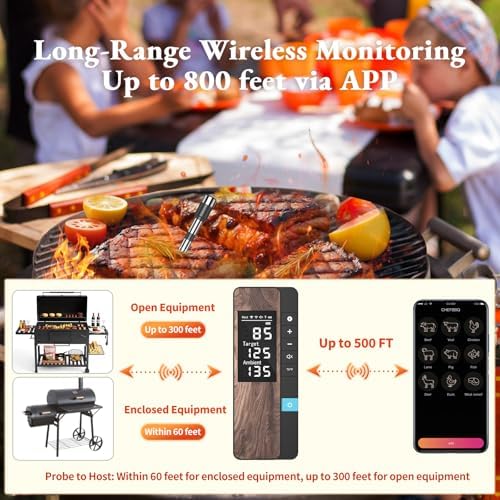 Wireless Meat Thermometer-Multi Sensors Digital Food Thermometer with Ultra-Thin Probe, Accuracy Smart Bluetooth Meat Thermometer for Steak, BBQ, Oven, Grill, Smoker,Recipes in App & Host - Image 5