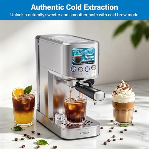 XIXUBX Cold Brew Espresso Machine with Milk Frother, Silver - Image 2