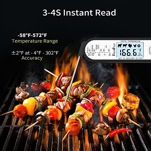 Digital Meat Food Thermometer - 2~3S Instant Read Cooking Thermometer, Backlight, Built-in Magnet, Calibration, Foldable Probe for Kitchen Deep Fry BBQ Grill Roast Turkey - Image 3