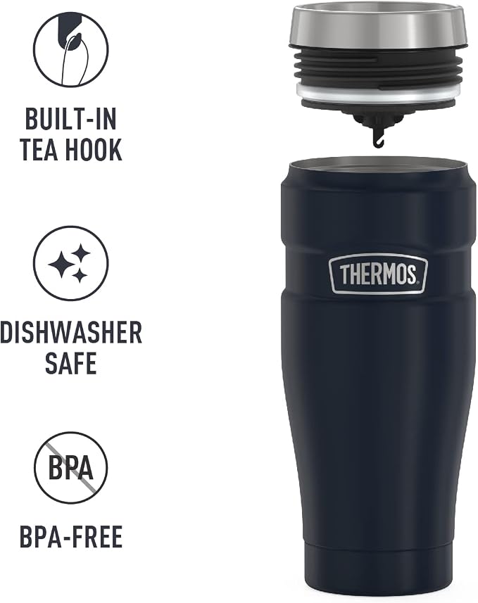 THERMOS Stainless King Travel Tumbler, 16 Ounce, Vacuum-Insulated | Midnight Blue | Pack of 4 - Image 5