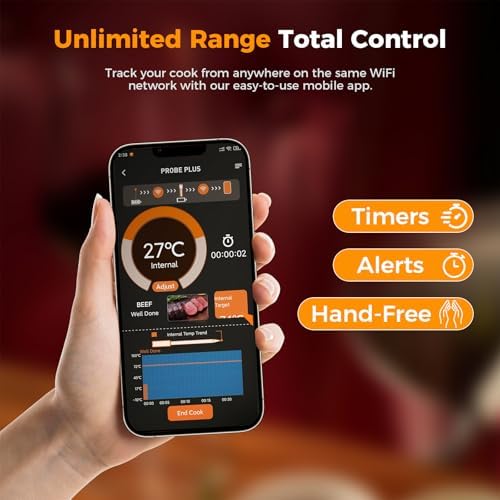 Wireless Smart Meat Thermometer Digital, Bluetooth, for Grill & Oven, Black - Image 4