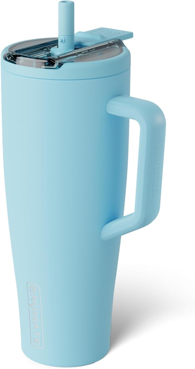 BrüMate Era Flip 40oz Tumbler with 100% Leakproof Covered Straw Lid | Hygienic Covered Straw | Insulated Stainless Steel Water Bottle with Handle | Cup Holder Friendly | BPA-Free (Glacier) by Br%C3%BCMate