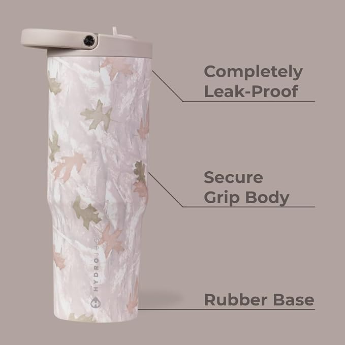 HydroJug Sport - Stainless Steel Tumbler with Straw, Vacuum Insulated, 40oz Leakproof Water Bottle, Ergonomic Design, Reusable, Dishwasher Safe, Rubber Base, Durable for Gym or Outdoors, Camo - Image 2