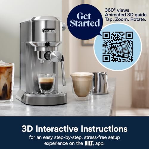 De'Longhi Dedica Duo Compact Espresso Machine - Cold Brew Coffee Maker with Milk Frother Wand- for Espresso, Hot & Iced Coffee, Cappuccinos, Lattes & Home Barista Brewing, Stainless Steel Finish - Image 6