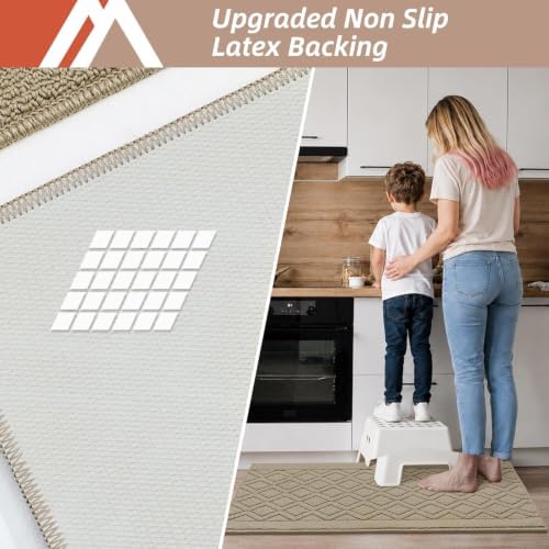 COSY HOMEER 48x20/30X20Inch Kitchen Rug Mats Non-Slip Washable,Beige - Image 4