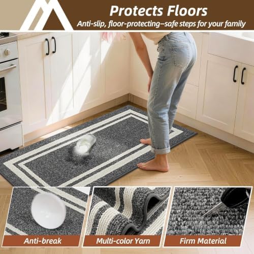 COSY HOMEER Kitchen Rugs Sets of 2 Non-Slip Washable,24"x35"+24"x60" - Image 6