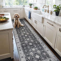 3x12 Washable Hallway Runner Rug: Oriental Long Ultra Soft Runners for Kitchen Entryway Thin Non Slip Bathroom Nursery Floor Mat Water Resistant Low Pile Carpet for Living Room Bedroom (Black,3x12) by HYHAOYUNLAI