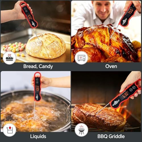 0.3s Fast Read Meat Thermometer – USB-C Rechargeable,Red - Image 3