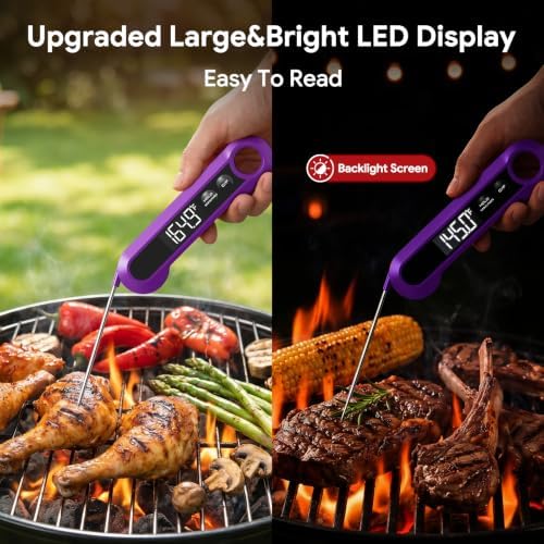 Meat Thermometer Digital,1-2S Instant Read Thermometer for Cooking, Purple - Image 3
