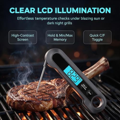 1-2s Instant Read Meat Thermometer, Digital Cooking Thermometer - Image 3