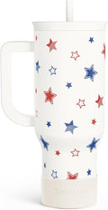 SANDJEST American Flag 40oz Tumbler with Handle and Straw, Insulated Stainless Steel Travel Coffee Mug for Women Girls, Gift Idea for Birthday Christmas 4th of July (Star) by SANDJEST