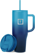 IRON °FLASK Co-Pilot Insulated Mug w/Straw & Flip Cap Lids - Cup Holder Bottle for Hot, Cold Drink - Leak-Proof - Water, Coffee Portable Travel Mug - Dark Night, 40 Oz by IronFlask
