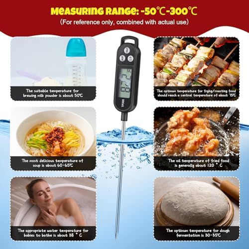 Copkim 12 Pcs Instant Read Meat Thermometer Long Probe,Black - Image 5
