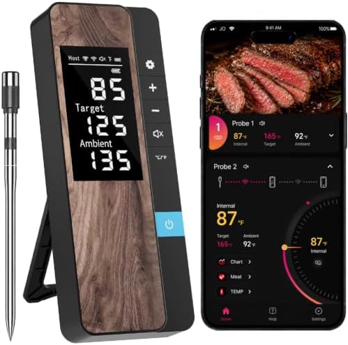 Wireless Meat Thermometer Digital with Meat Probe by TEMMIO