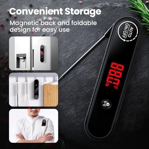 Digital Meat Thermometer, 0.3s Instant Read, Waterproof, Black - Image 7