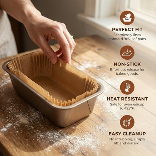 Loaf Pan Liners, 160Pcs Bread Pan Liners for Baking Bread 9x5, 9.5 x 5 Inch, Food Grade, Oil Proof, Heat Resistant, Non-Stick Disposable Parchment Paper for Oven, Air fryer, Pans, Baking - Image 3