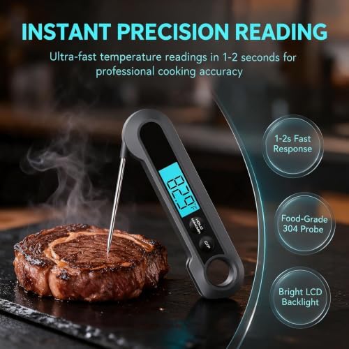 1-2s Instant Read Meat Thermometer, Digital Cooking Thermometer - Image 2