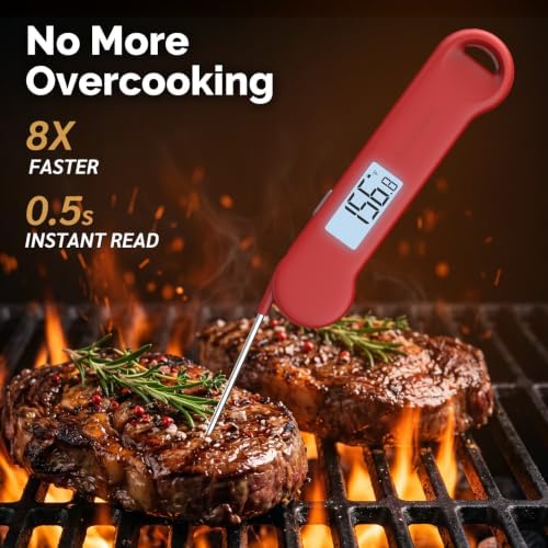 0.5 Sec Instant Read Outdoor Fryer Thermometer Digital, Red - Image 2