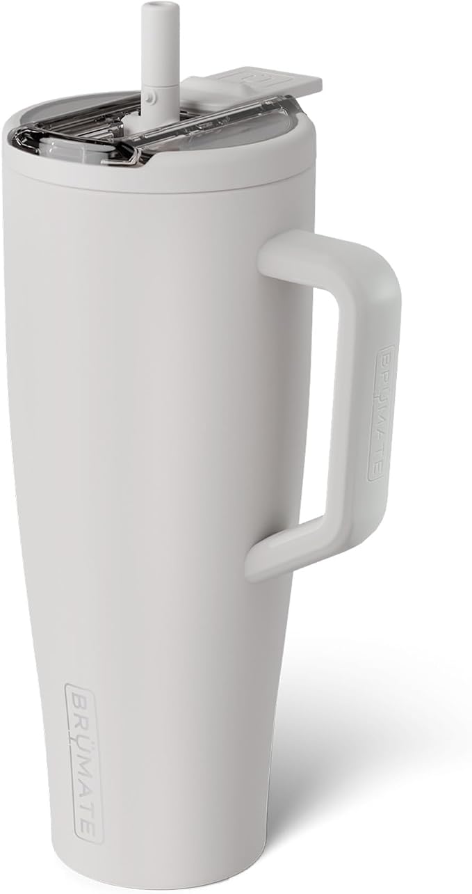BrüMate Era Flip 40oz Tumbler with 100% Leakproof Covered Straw Lid | Hygienic Covered Straw | Insulated Stainless Steel Water Bottle with Handle | Cup Holder Friendly | BPA-Free (Dune) by Br%C3%BCMate