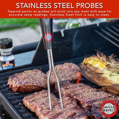 Digital Meat Thermometer Fork for Grilling and BBQ Fast Read Electronic Probes with Ready Alarm Quick Accurate Barbecue Temperature for Steak Chicken Hot Grilled Food - Image 4