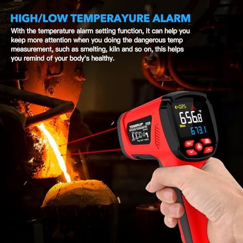 Infrared Thermometer Temperature Gun, -40℉-3632℉, Non Contact Digital Laser Thermometer Pyrometer 50:1 High Temp with Color LCD Display for Industrial HVAC Forge Metal Smelting - Image 3