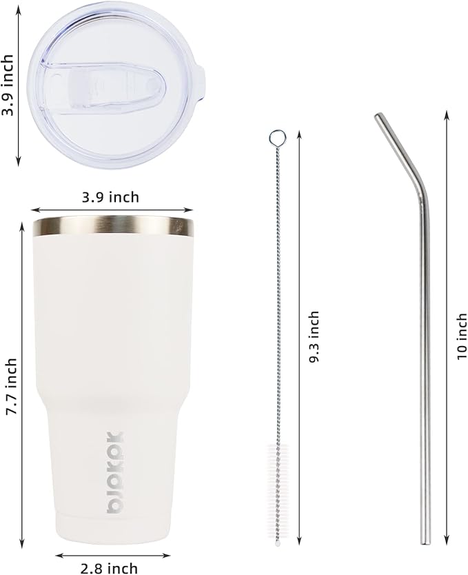 BJPKPK 30oz White Stainless Steel Tumbler With Lid And Straw Reusable Insulated Coffee Travel Thermal Tumblers Cup - Image 3