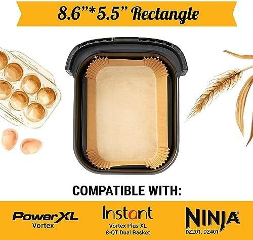 Rectangular Air Fryer Liners Disposable, 125 Pcs Parchment for Dual Baskets - Image 2