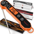 Professional Digital Meat Thermometer Instant Read Waterproof – Folding Probe Food Thermometer with Backlight & Calibration, Fast Read for BBQ, Grill, Deep Fry, Liquids, Gift for Chef (Orange) by TINERRAY