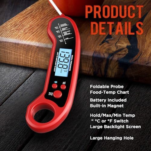 Meat Thermometer Digital, Instant Read Meat Thermometer for Grill and Cooking, Waterproof Food Thermometer for Kitchen and Outside, BBQ, Turkey, Candy, Liquids, Beef - Image 5