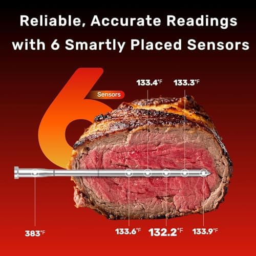 Wireless Meat Thermometer Digital, ±0.18℉ Accuracy with 6 Sensors - Image 2
