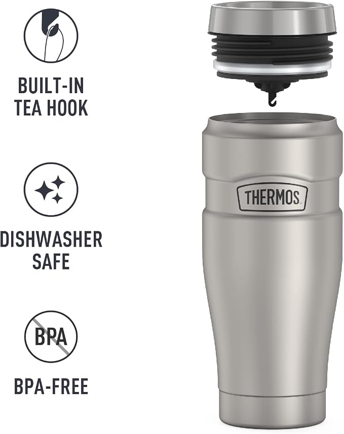 THERMOS Stainless King Travel Tumbler, 16 Ounce, Vacuum-Insulated | Matte Steel | Pack of 4 - Image 5