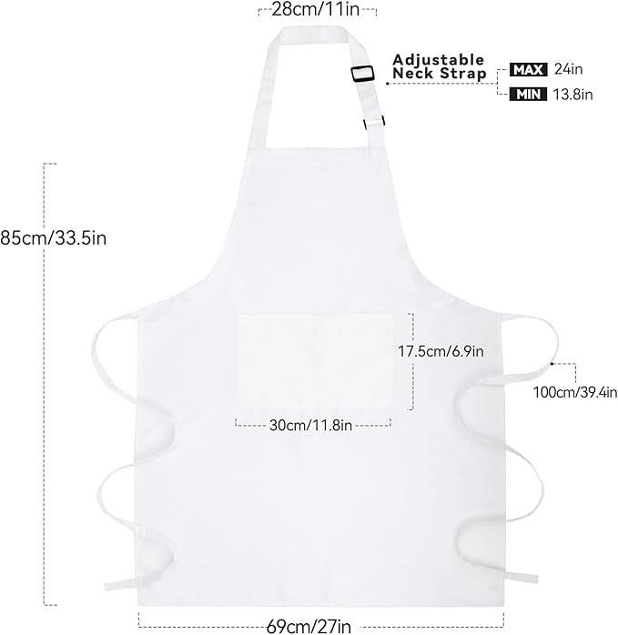 Large Chef Apron for Men and Women, Cooking Kitchen Aprons - Image 2