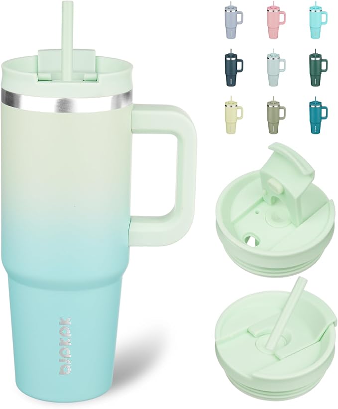 BJPKPK Insulated Tumblers With Handle And Straw 30 oz Stainless Steel Tumbler Cups With Lid,Mint by BJPKPK