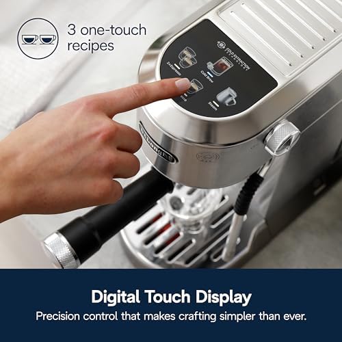 De'Longhi Dedica Duo Compact Espresso Machine - Cold Brew Coffee Maker with Milk Frother Wand- for Espresso, Hot & Iced Coffee, Cappuccinos, Lattes & Home Barista Brewing, Stainless Steel Finish - Image 4