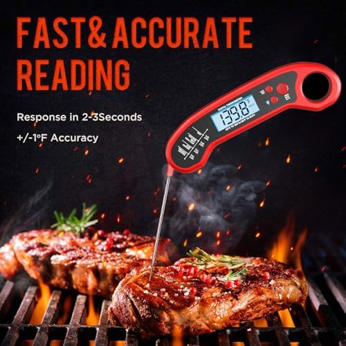 Meat Thermometer Digital, Instant Read Meat Thermometer for Grill and Cooking, Waterproof Food Thermometer for Kitchen and Outside, BBQ, Turkey, Candy, Liquids, Beef - Image 2