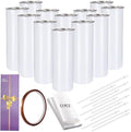 YOUKE OLA 12 Pack Straight Skinny Sublimation Tumblers 20oz for Heat Transfer, Bulk Sublimation Blanks Individually Boxed, Double Wall Insulated Tumbler with Shrink Films & Heat Tape, White (12) by YOUKEOLA