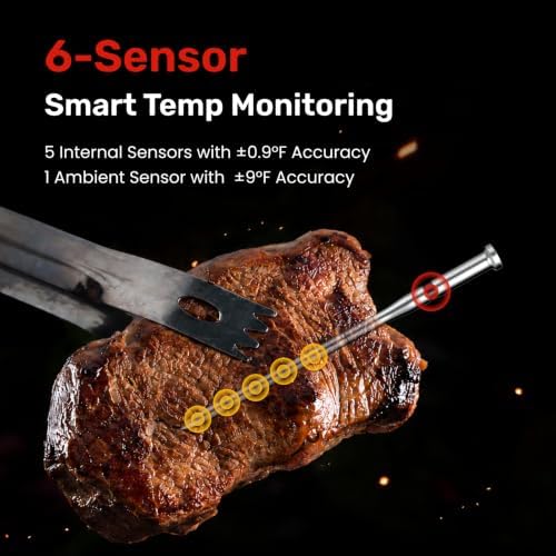 Wireless Meat Thermometer Bluetooth, 6-Sensor, ±1°F Accuracy - Image 2