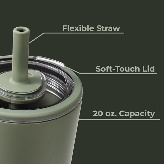 HydroJug Everyday Tumbler 20 oz – Ceramic-Lined Insulated Tumbler with Straw and Soft-Touch Lid, Cup Holder Friendly, Double-Wall Vacuum Insulation, Reusable Travel Cup – Courtyard - Image 4