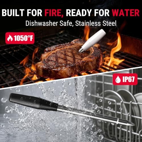 TempPro 600FT Wireless Meat Thermometer for Cooking with 2 Thinner Probes - Image 4