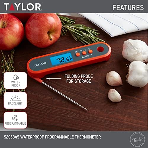 Taylor Digital Programmable Folding Stem Meat Thermometer - Orange - Image 2