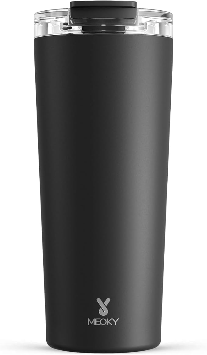 Meoky 24 oz Travel Coffee Mug with Leak-proof Lid, Stainless Steel Insulated Coffee Tumbler, Keeps Hot for 8 Hours or Cold for 24 Hours, Fits in Car Cup Holder (Night) by MEOKY